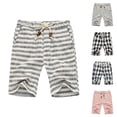 thumbnail image 1 of Plaid Shorts for Men 2026 Summer Casual Cotton Linen Lightweight Elastic Waist Straight Leg Beach Shorts with Pockets, 1 of 2