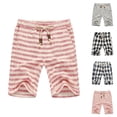 thumbnail image 1 of Plaid Shorts for Men 2026 Summer Casual Cotton Linen Lightweight Elastic Waist Straight Leg Beach Shorts with Pockets, 1 of 3