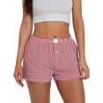 thumbnail image 1 of Plaid Shorts for Women Casual Elastic Waist Aesthetic Lounge Bottom Baggy Pajama Shorts Boxers Sleepwear, 1 of 6