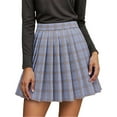 thumbnail image 1 of Plaid Skirt Women Relaxed Fit High Waist Pleated Mini Skirt A Line Tartan Skirt Casual Spring Fall Light Gray M, 1 of 4