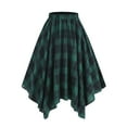 thumbnail image 1 of Plaid Skirt for Women Goth Vintage High Waisted Flowy Asymmetrical Skater Skirt Y2k Clothing Green, XXL, 1 of 2