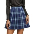 thumbnail image 1 of Plaid Skirt for Women High Waist Pleated Mini Skirt Spring Fall A Line Stretchy Soft Tartan Skirt Relaxed Fit Casual Blue XXXXL, 1 of 4