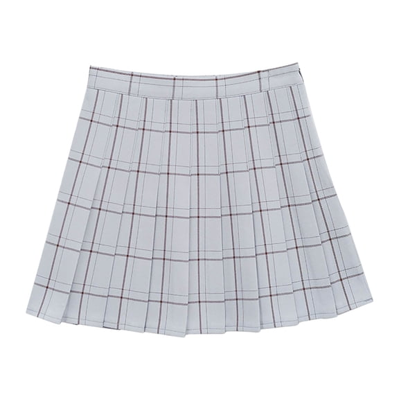 Plaid Skirt for Women Spring Fall Casual Pleated Skirt A Line Mini Tartan Skirt Party Dance Relaxed Fit Light Gray L