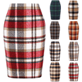 thumbnail image 1 of Plaid Skirts for Women Fall Winter Knee Length Pencil Skirt with Slit, 1 of 6
