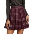 thumbnail image 1 of Plaid Skirts for Women High Waist Mini Pleated Skirt A Line Tartan Skirt Casual Relaxed Fit Spring Fall Brick Red XXXXL, 1 of 4