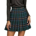 thumbnail image 1 of Plaid Skirts for Women Relaxed Fit Pleated Mini Skirt High Waist A Line Casual Stretchy Soft Tartan Skirt Spring Fall Army Green XS, 1 of 4