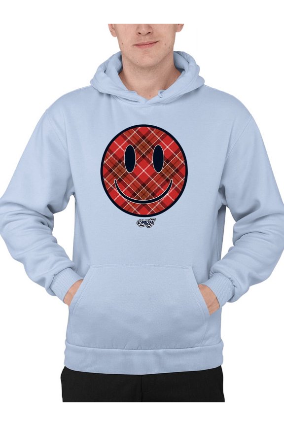 Plaid Smile - Trendy Checkered Emoji Design Men's Hoodie