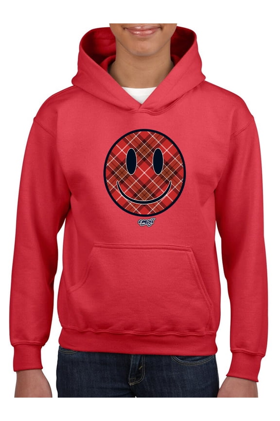 Plaid Smile - Trendy Checkered Emoji Design Youth's Hoodie