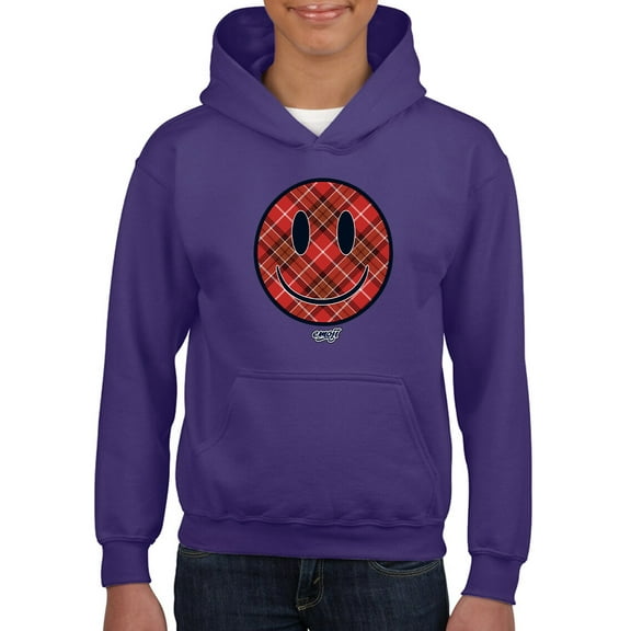 Plaid Smile - Trendy Checkered Emoji Design Youth's Hoodie