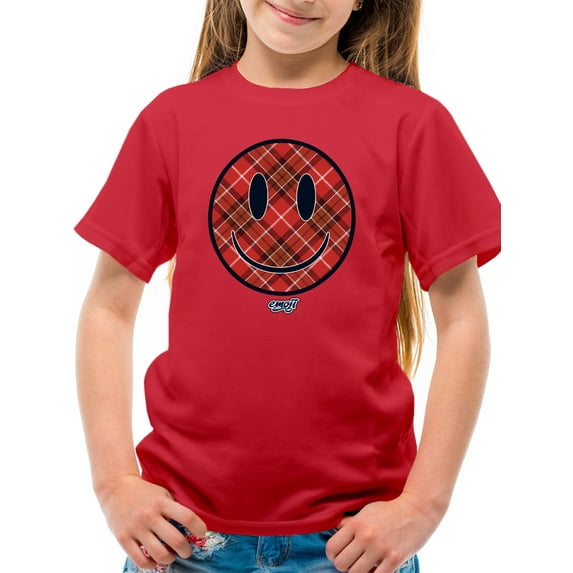Plaid Smile - Trendy Checkered Emoji Design Youth's T-shirt