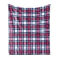thumbnail image 1 of Plaid Soft Flannel Fleece Throw Blanket, Classical British Tartan Design with a Modern Look Pink and Blue Tile Pattern, Cozy Plush for Indoor and Outdoor Use, 70" x 90", Blue Pink Grey, by Ambesonne, 1 of 5
