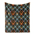 thumbnail image 1 of Plaid Soft Flannel Fleece Throw Blanket, Contemporary Design of Geometrical Diagonal Tartan Pattern with Intersecting Lines, Cozy Plush for Indoor and Outdoor Use, 70" x 90", Multicolor, by Ambesonne, 1 of 5