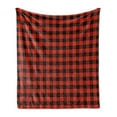 thumbnail image 1 of Plaid Soft Flannel Fleece Throw Blanket, Lumberjack Fashion Buffalo Checks Pattern Retro Style Grid Composition, Cozy Plush for Indoor and Outdoor Use, 60" x 80", Orange Black, by Ambesonne, 1 of 5