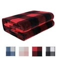 thumbnail image 1 of Plaid Soft Plush Fleece Blanket for Sofa Couch Bed, 30" x 40", Scarlet+Black, 1 of 8
