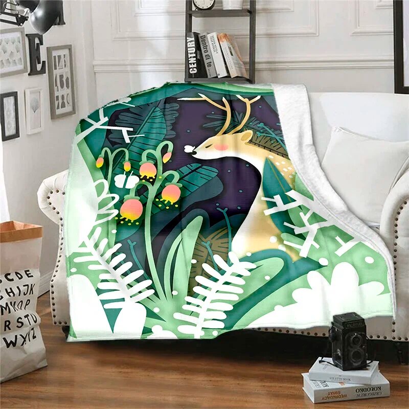 Plaid Soft Warm Flannel Throw Noon Break Blankets Fans Gif Astronaut