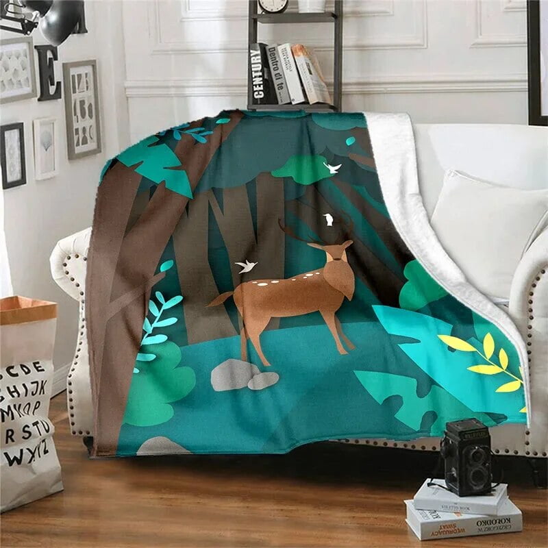 Plaid Soft Warm Flannel Throw Noon Break Blankets Fans Gif Astronaut