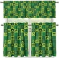 thumbnail image 1 of Plaid St. Patricks Day Kitchen Curtains and Valances Set Tier Curtains Green Cafe Curtains 36 Inch Length Living Room Bedroom Bathroom Farmhouse Rustic Country Curtains 3 Piece Set Rod Pocket, 1 of 4