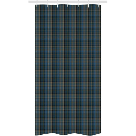 Plaid Stall Shower Curtain, Striped Geometric British Pattern Modern Design Elements in Patel Colors, Decorative Fabric Set with Hooks for Bathroom, 36" W x 72" L, Azure Blue and Marigold