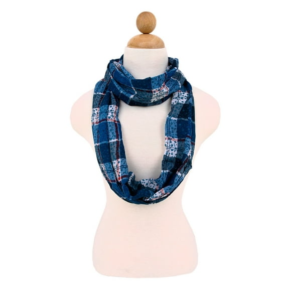 Plaid Stars Print Infinity Loop Fashion Scarf
