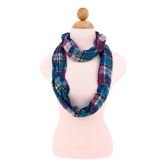 Plaid Stars Print Infinity Loop Fashion Scarf