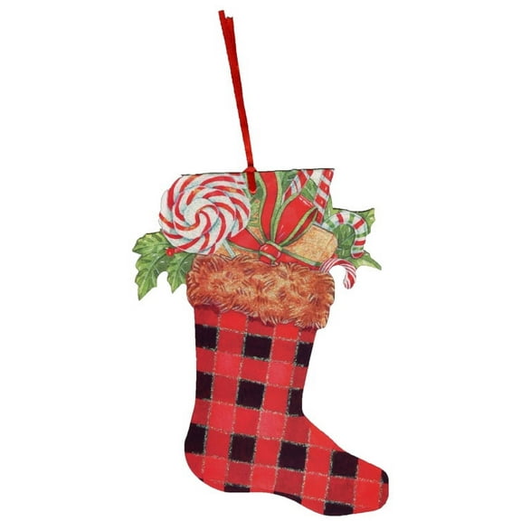 Plaid Stocking - Ornament Card