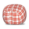 thumbnail image 1 of Plaid Storage Toy Bag Chair, Colored and Checkered Country Picnic Pattern Repeating Squares Stripes Modern, Stuffed Animal Organizer Washable Bag, Small Size, Vermilion White, by Ambesonne, 1 of 3