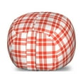 thumbnail image 1 of Plaid Storage Toy Bag Chair, Retro-Modern Style Checkered Pattern Squares and Stripes Abstract Old Fashioned, Stuffed Animal Organizer Washable Bag, Small Size, Orange White, by Ambesonne, 1 of 3