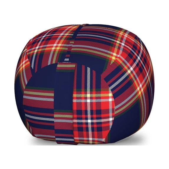 Plaid Storage Toy Bag Chair, Traditional Pattern from Scotland Vivid and Geometric Cultural Design Abstract Look, Stuffed Animal Organizer Washable Bag, Large Size, Multicolor, by Ambesonne