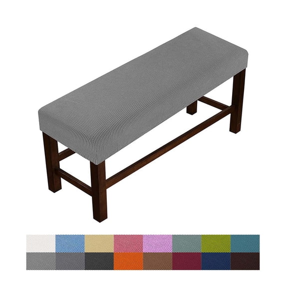 Plaid Stretch Thicken Bench Cover Dustproof Elastic Bottom Footstool Covers-light grey-Large