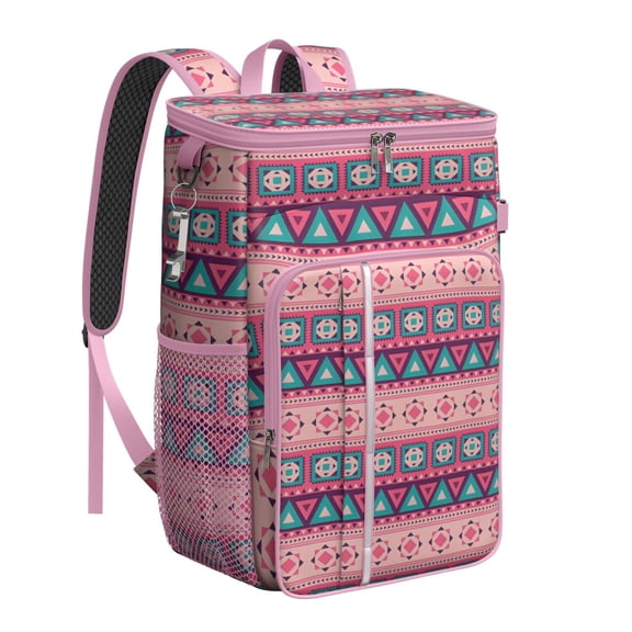 Plaid Stripes Cooler Backpack - 20L Insulated Leakproof Lunch Bag, Symmetrical Design for Travel