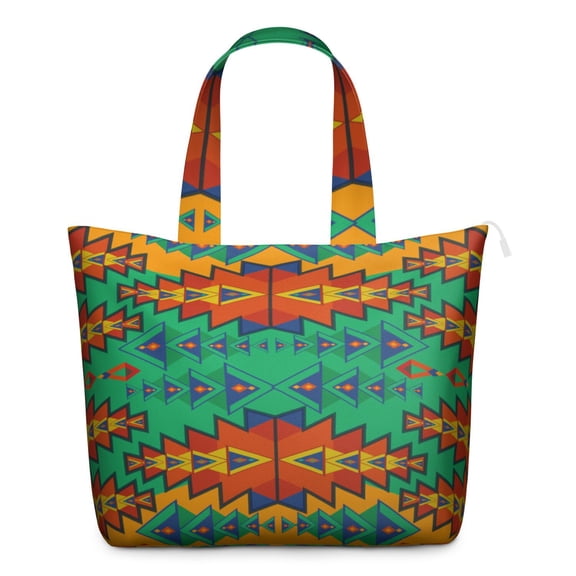 Plaid Stripes Nordic Style Weekender Bag, Spacious Zipper Tote with Reinforced Handles, Artistic for Work