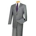 thumbnail image 1 of Plaid Suit for Men Gray Regular Fit Flat Front Pants Church Wedding Business Vinci 2RW-1, 1 of 1