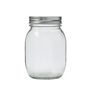 Plaid Surface Glass Mason Jar, 16 oz, 1pc