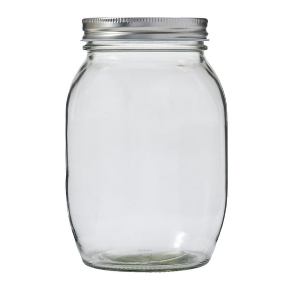 Plaid Surface Glass Mason Jar, 32 oz, 1pc