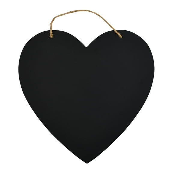 Plaid Surfaces Black Chalkboard Heart Shaped Plaque with Cord, 12" x 12"