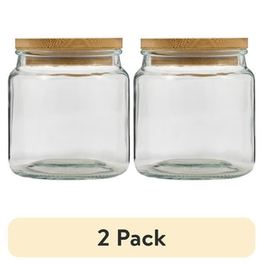 (2 pack) Plaid Surfaces Glass Jar with Bamboo Lid, 550 ml Clear Jar for DIY Arts and Crafts