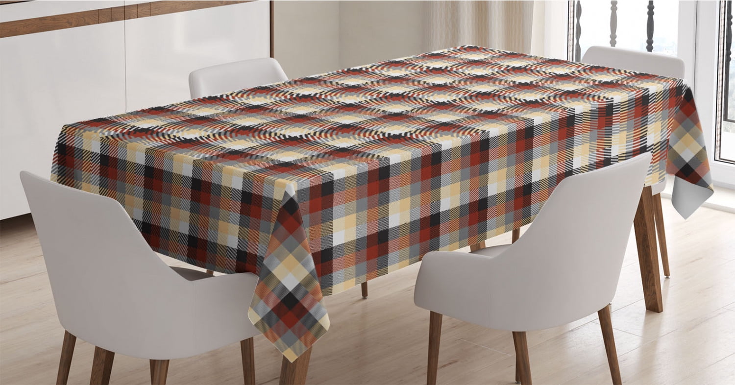 Plaid Tablecloth, Checkered Squares Pattern with Colorful Quilt Design ...