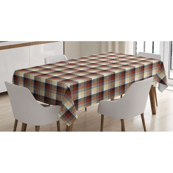 Plaid Tablecloth, Checkered Squares Pattern with Colorful Quilt Design Abstract Geometric Arrangement, Rectangle Satin Table Cover for Dining Room and Kitchen, 52" X 70", Multicolor, by Ambesonne