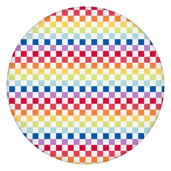 Plaid Tablecloth with Vintage Checkered and Abstract Pattern, Rustic Farmhouse Style, Retro Colorful Checkerboard Table Cover