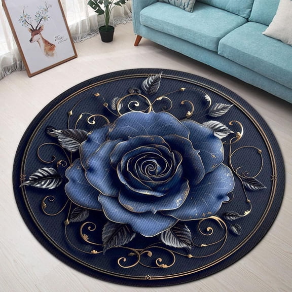 Plaid Tartan Round Area Rug, classic check circle carpet for living room, study or bedroom, soft washable non-slip floor mat, traditional cozy décor