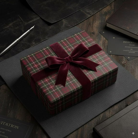 Plaid Tartan Wrapping Paper Festive Gift Wrap Classic Checkered Paper Holiday Present Wrap Manly Red Dark Cozy Christmas Birthday Masculine,28x53''