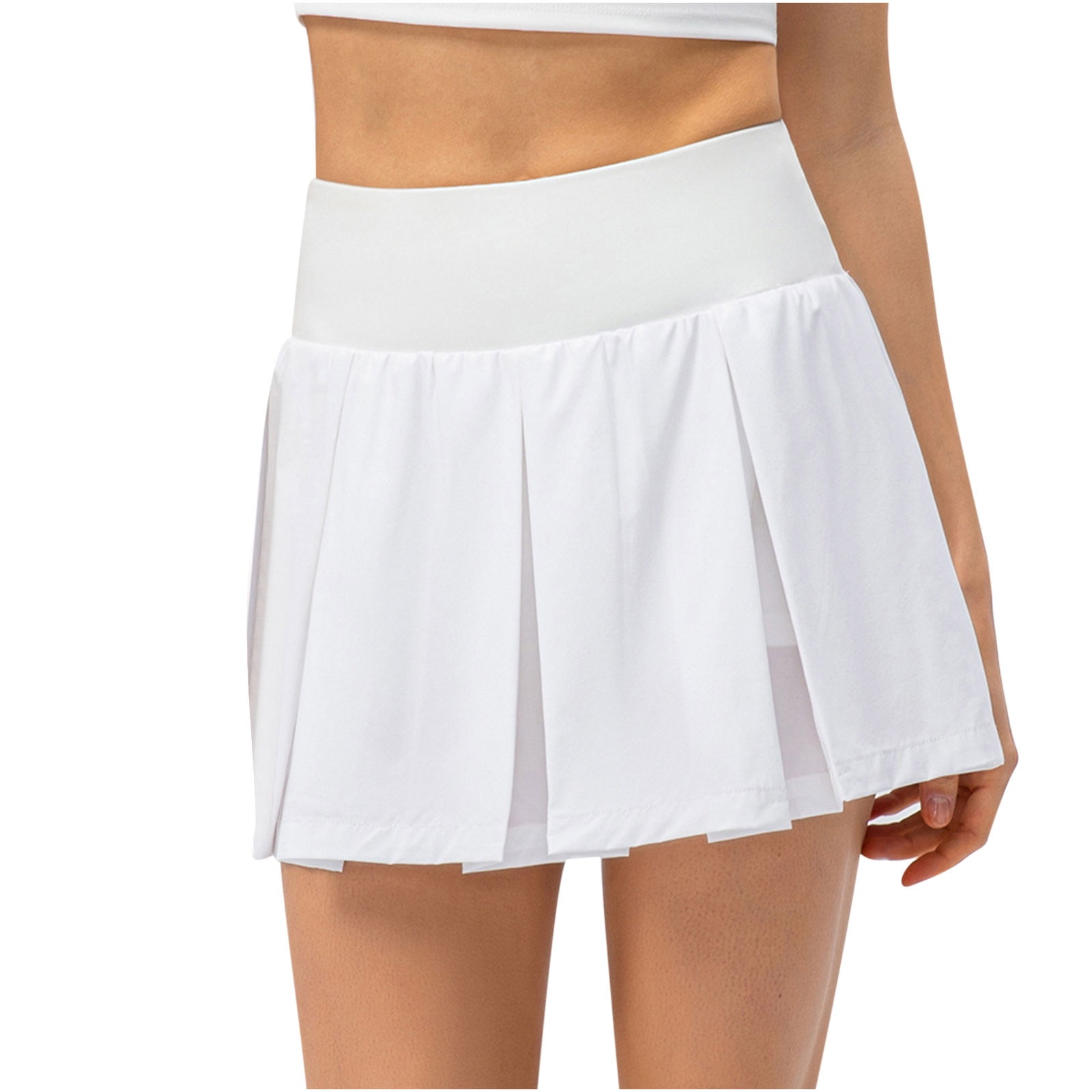 Plaid Tennis Skirt with Shorts Pleated Mini Skirt Casual Golf A Line