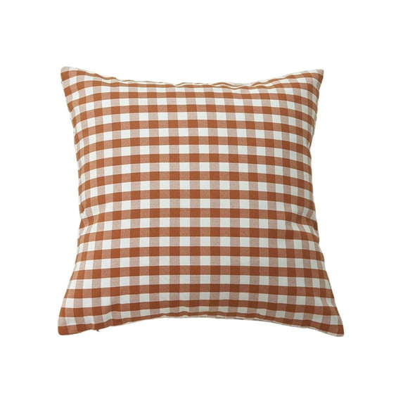 Plaid Throw Pillow Cover 17.72x17.72in Orange Decorative Couch Pillow Case for Sofa Porch Chair Seasonal Decor