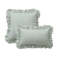 thumbnail image 1 of Plaid Throw Pillow Cover Blue White Checkered Ruffled Cushion Case, Vintage Farmhouse Square Pillow Sham with Ruffle Trim for Sofa Couch Bed Living Room Decor 18x18 Inch, 1 of 4