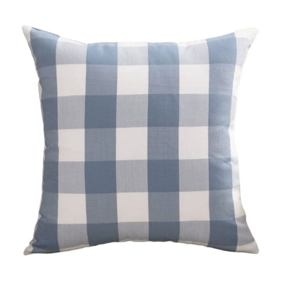 Plaid Throw Pillow Covers, Breathable Decorative Pillow Cases for Sofa Couch and Outdoor Chair, Blue Indoor Outdoor Decorative Pillow Cover with Hidden Zipper, No Insert Included
