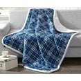 thumbnail image 1 of Home Collections Plaid Sherpa Throw Blanket Blue 50 x60, 1 of 3