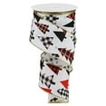 thumbnail image 1 of Plaid Trees on Faux Canvas Wired Ribbon 2.5" x 10 Yards, White, Red, Gold, 1 of 1