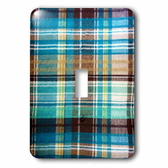 3dRose, Plaid Turquoise, single toggle switch