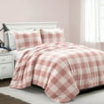 thumbnail image 1 of Plaid Ultra Soft Faux Fur Light Weight All Season Comforter Blush 3Pc Set Full/Queen, 1 of 11