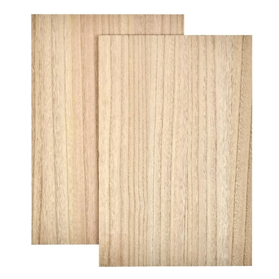 Plaid Unfinished Wood Surface Rectangle Panels with Wood Veneer, Set of 2
